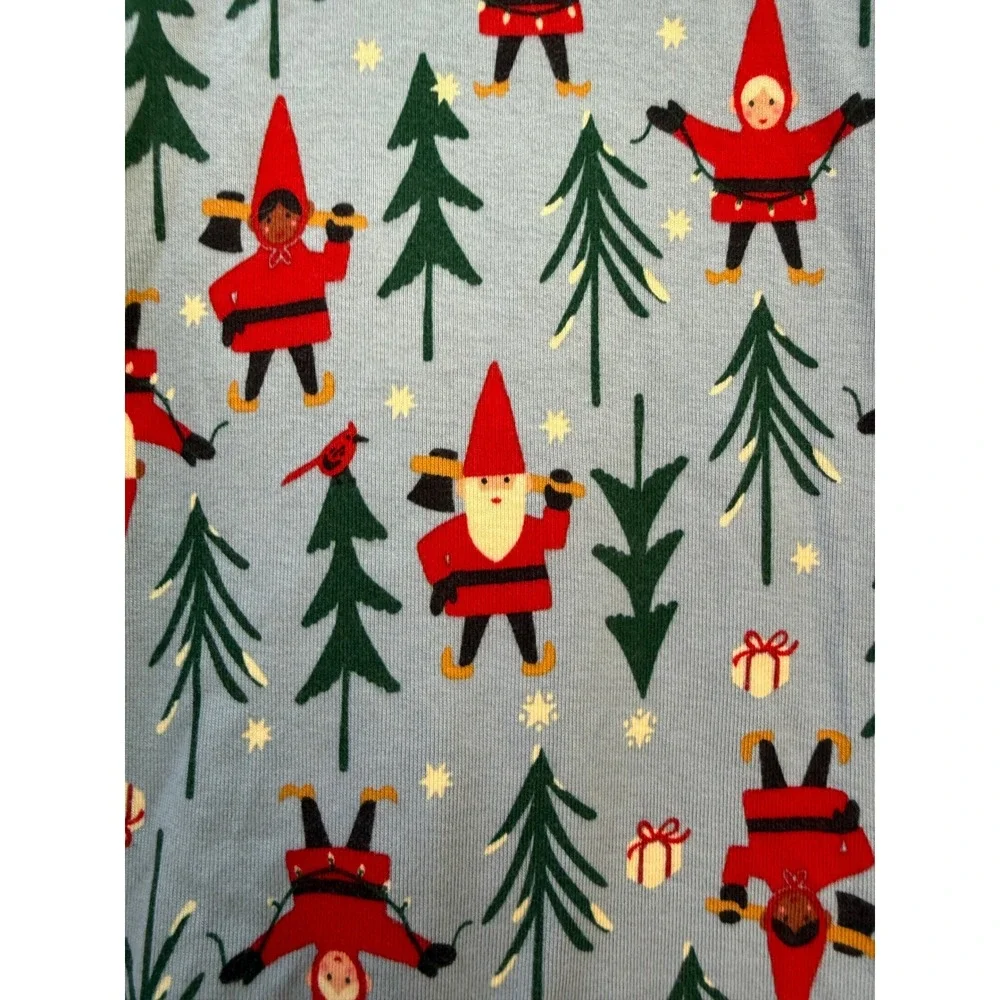 Hanna Andersson Kids Pajamas Organic Gnome Trees Blue‎ Size 12 Christmas PJ